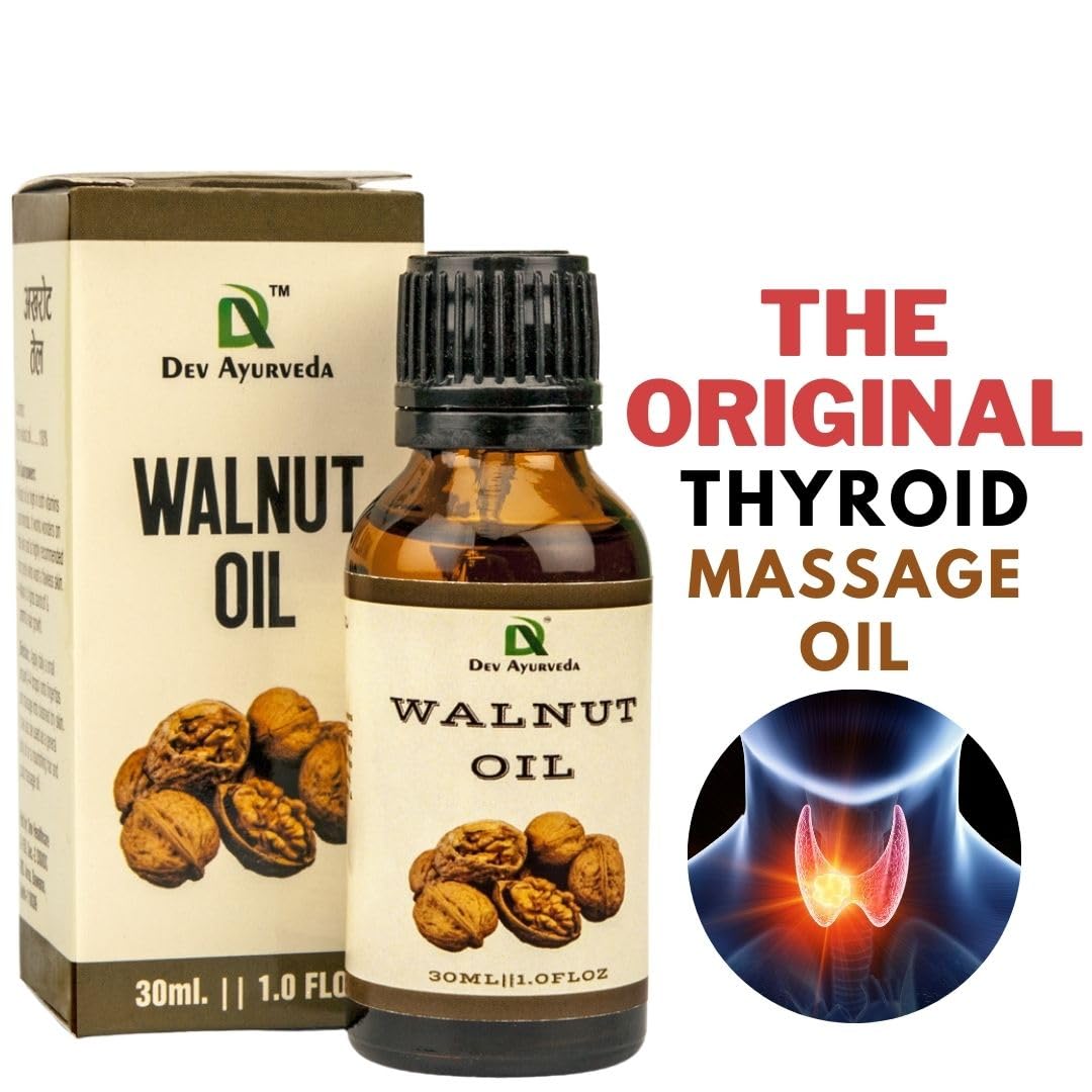 Dev Ayurveda Walnut Oil 100% Cold Pressed 30mL – Pack of Two (60mL) – The Original Thyroid Massage Oil