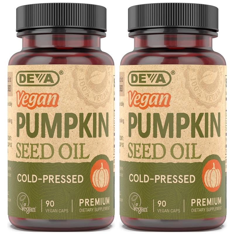 DEVA Nutrition Vegan Pumpkin Seed Oil 500 mg – Cold-Pressed & Unrefined | 90 Capsules