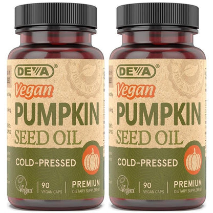 DEVA Nutrition Vegan Pumpkin Seed Oil 500 mg – Cold-Pressed & Unrefined | 90 Capsules