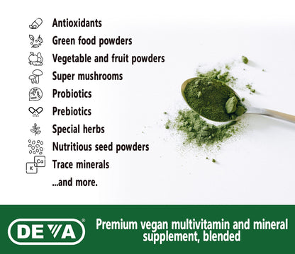 DEVA Tuba Prime Vegan Multivitamin – Iron-Free, High-Potency Vitamins & Minerals