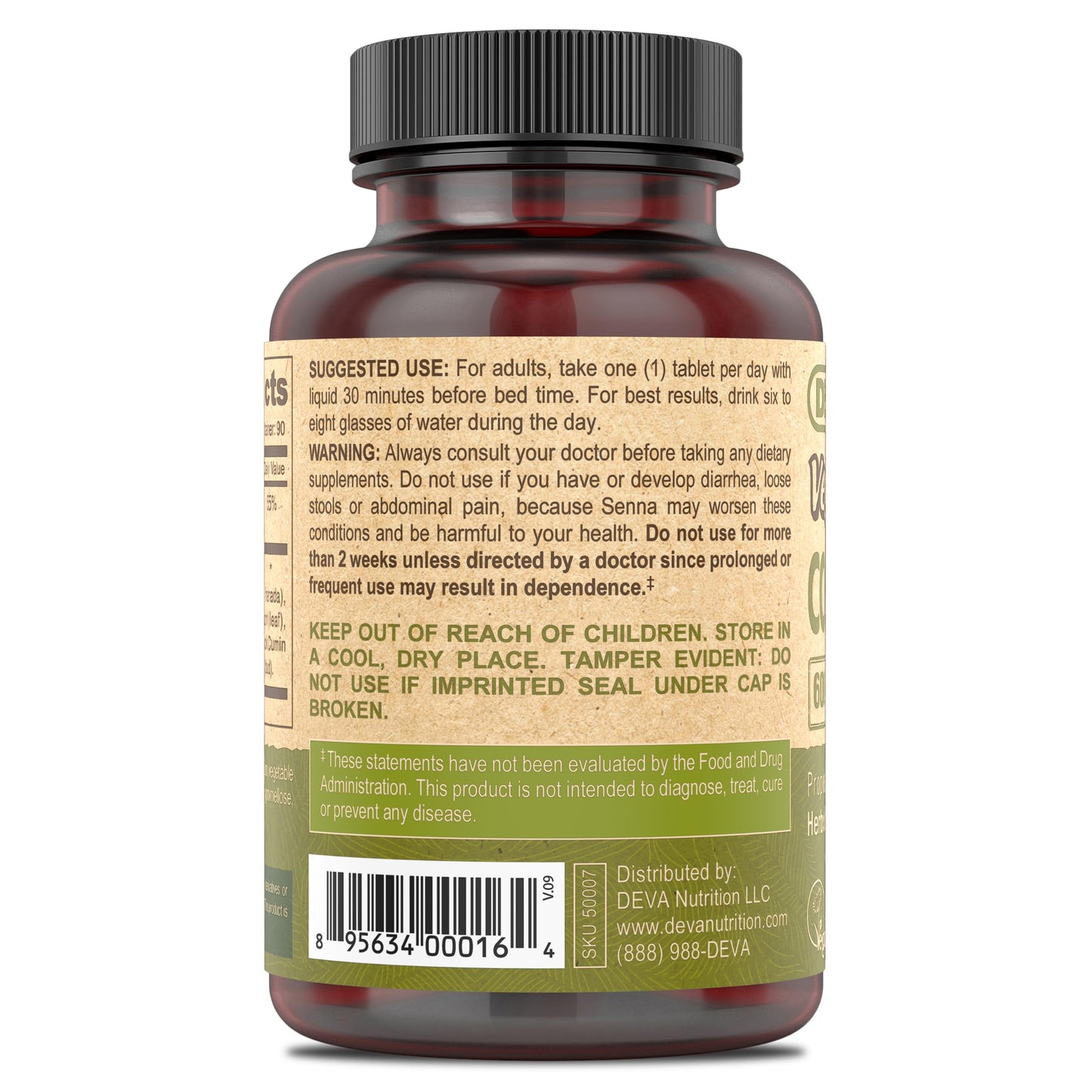 DEVA Vegan Colon Assist – 90 Count Tablets with Magnesium, Triphala, Psyllium Husk, Senna