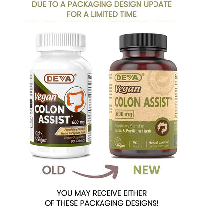 DEVA Vegan Colon Assist – 90 Count Tablets with Magnesium, Triphala, Psyllium Husk, Senna