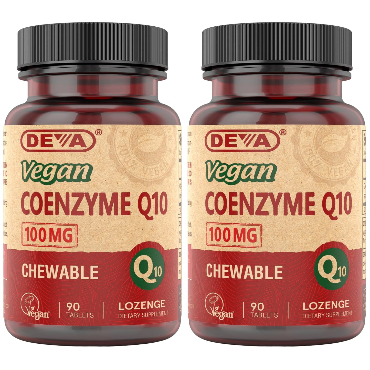 DEVA Vegan Coenzyme Q10 100mg - Chewable, 90 Tablets, Pack of 2