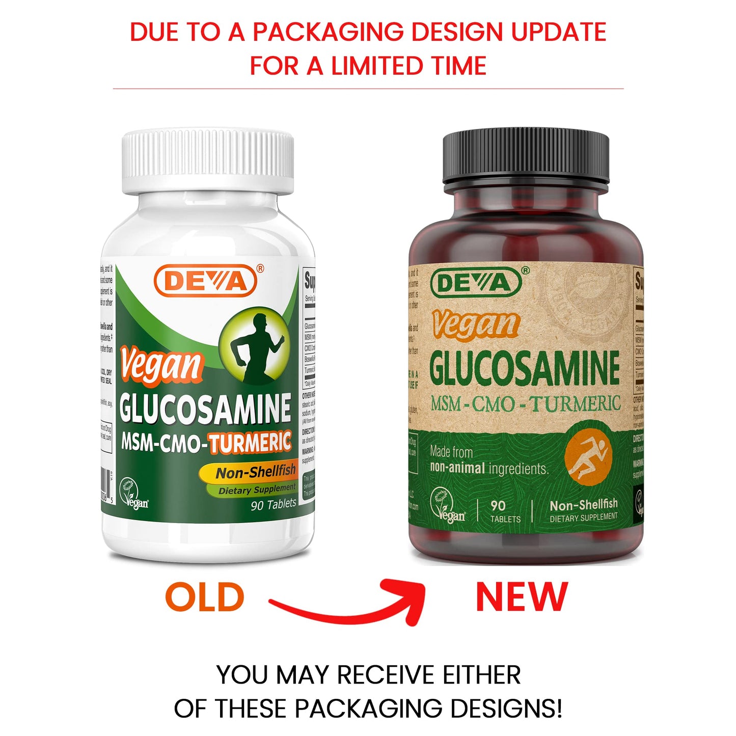 DEVA Vegan Glucosamine-MSM-CMO Turmeric - Gluten Free, Plant-Based | 90 Tablets (2 Pack)
