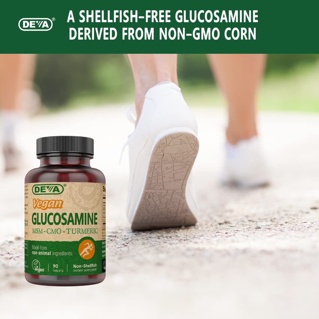 DEVA Vegan Glucosamine-MSM-CMO Turmeric - Gluten Free, Plant-Based | 90 Tablets (2 Pack)