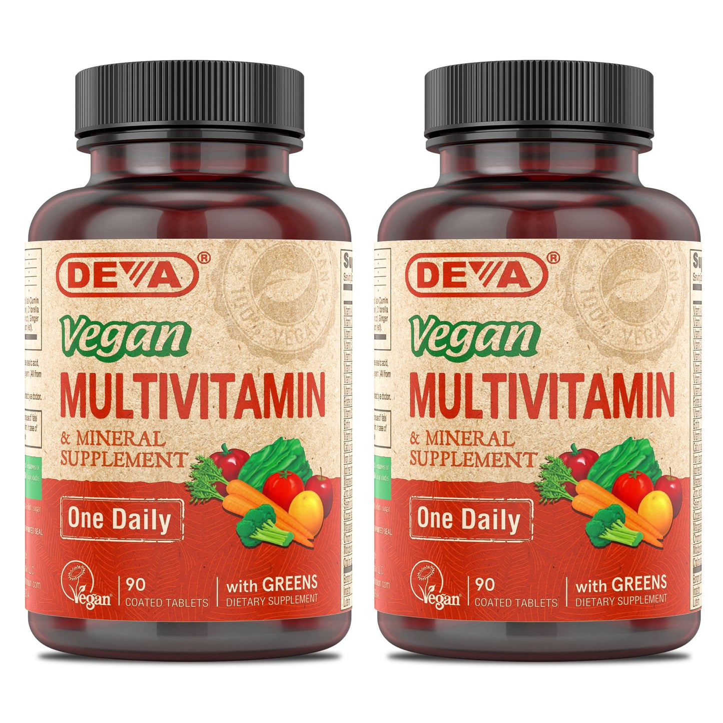 DEVA Vegan Multivitamin & Mineral with Iron – 2-Pack (90 Tablets Each)