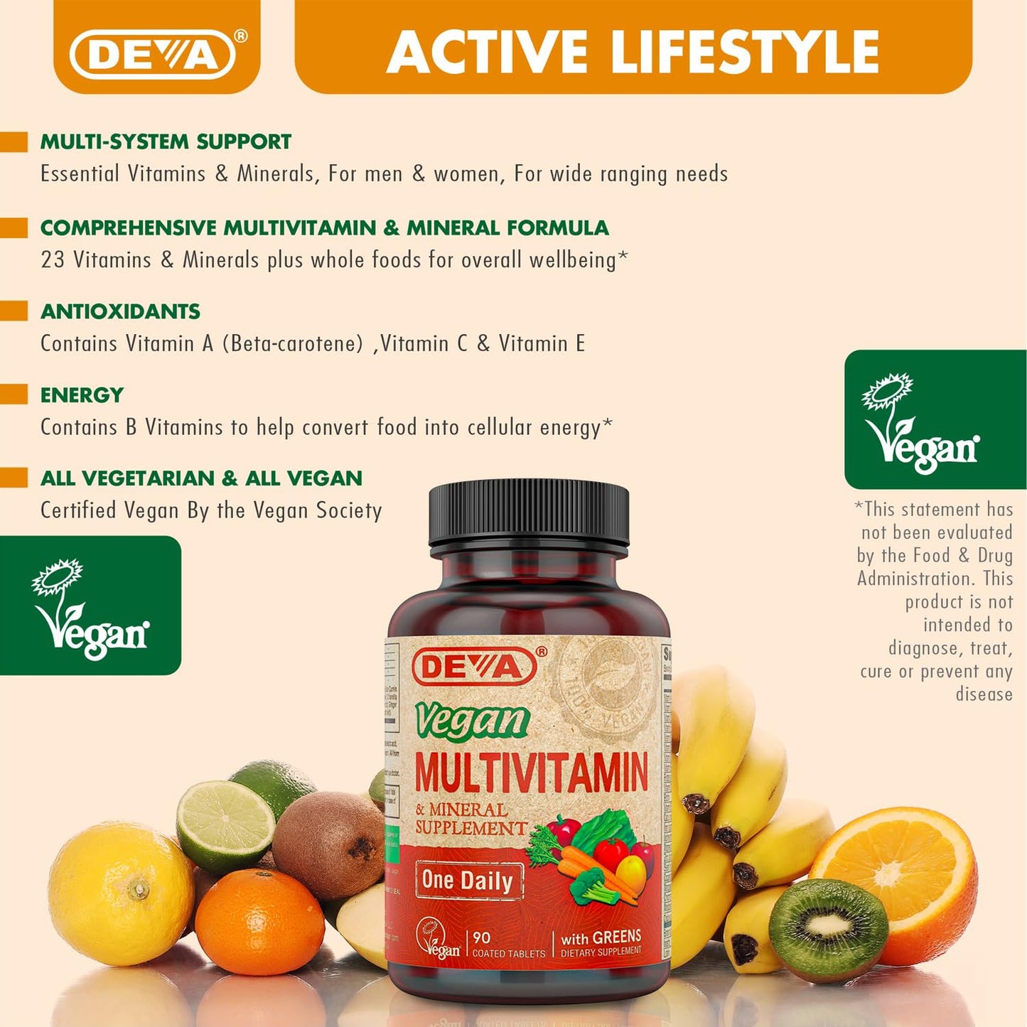 DEVA Vegan Multivitamin & Mineral with Iron – 2-Pack (90 Tablets Each)