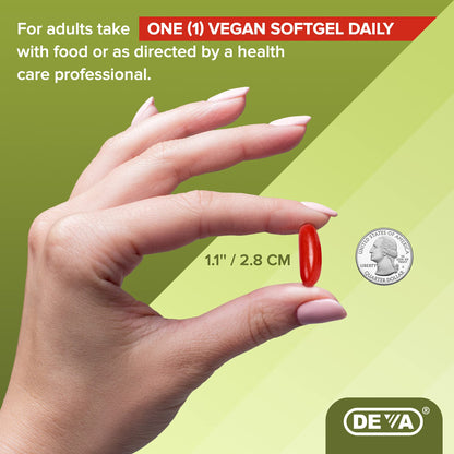 DEVA Vegan Omega-3 DHA-EPA 500MG – Algae-Derived, Non-GMO, Gelatin-Free Softgels | 60 Count