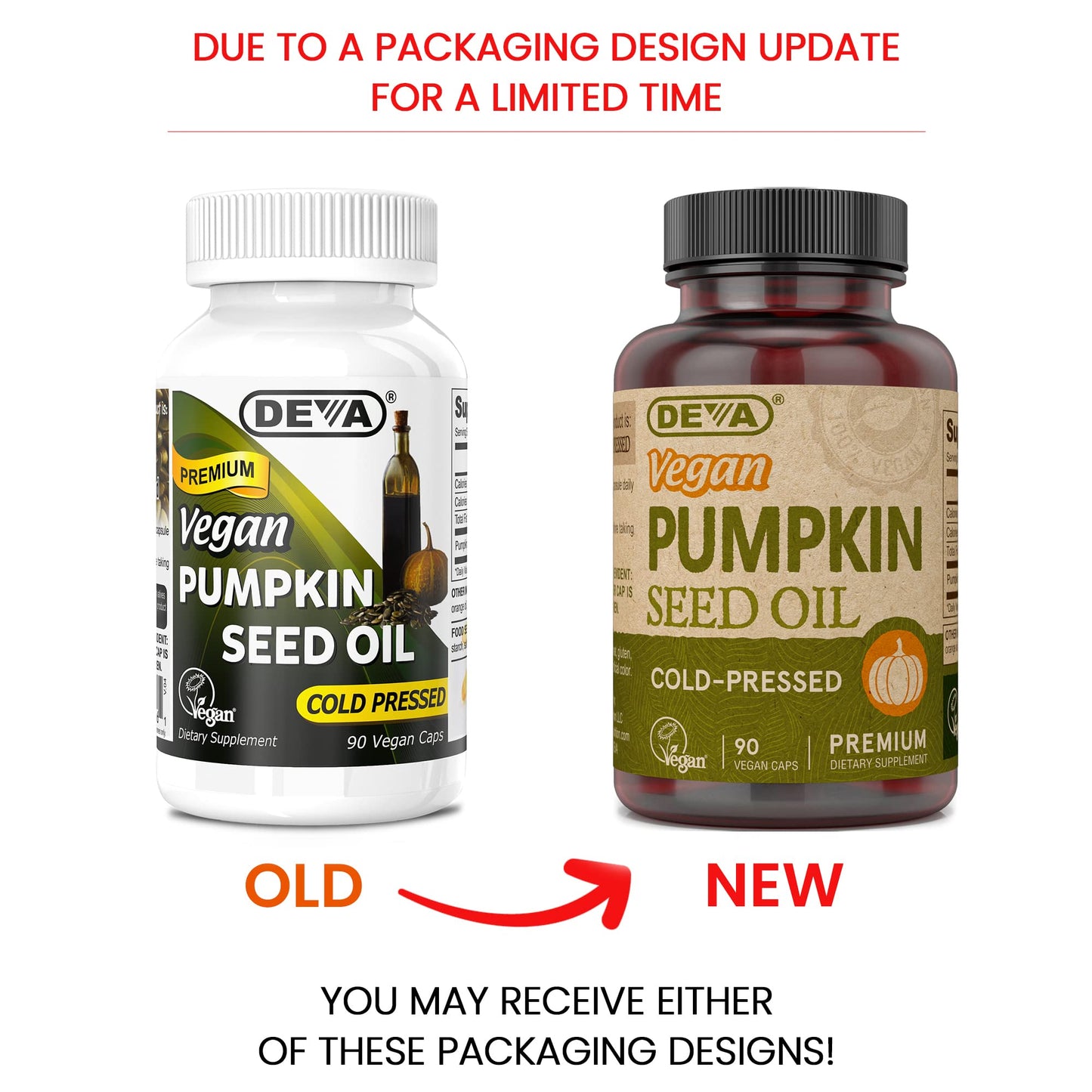 DEVA Vegan Pumpkin Seed Oil 500 mg – Cold-Pressed & Unrefined, 90 Capsules