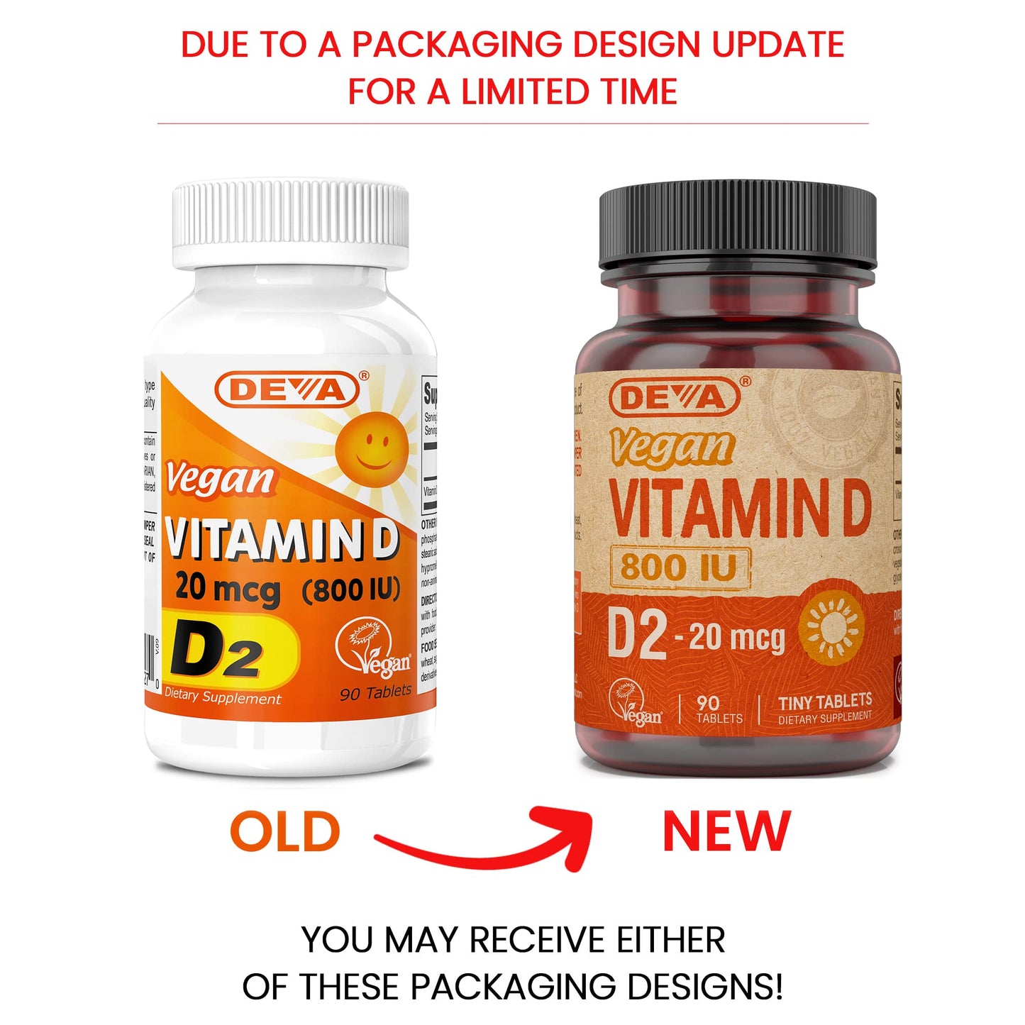 Deva Vegan Vitamin D2 800 IU – Vegan Ergocalciferol Supplement (90 Tablets)