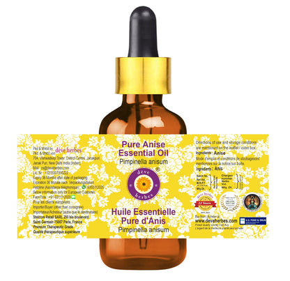 dève herbes Anise Essential Oil (Pimpinella anisum) with Glass Dropper | Pure | Non-Sticky | Non-Greasy | Lightweight | Men & Women | All Skin Types | Steam Distilled 30ml (1 oz)