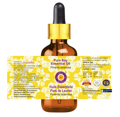 dève herbes Bay Essential Oil (Pimenta racemosa) – Steam Distilled 15ml | Glass Dropper | Pure & Non-Greasy
