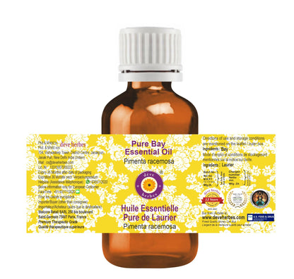 dève herbes Bay Essential Oil (Pimenta racemosa) Pure – Non-Sticky, Non-Greasy, Lightweight | 100ml Steam Distilled