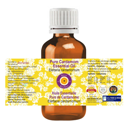Deve Herbes Pure Cardamom Essential Oil (10ml) - Steam Distilled