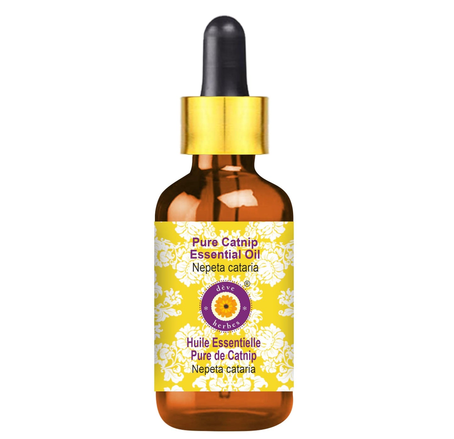 Deve Herbes Catnip Essential Oil 100ml | Steam Distilled Nepeta cataria in Amber Glass Bottle