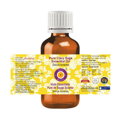 deve herbes Clary Sage Essential Oil (Salvia sclarea) – Pure, Steam Distilled 10ml