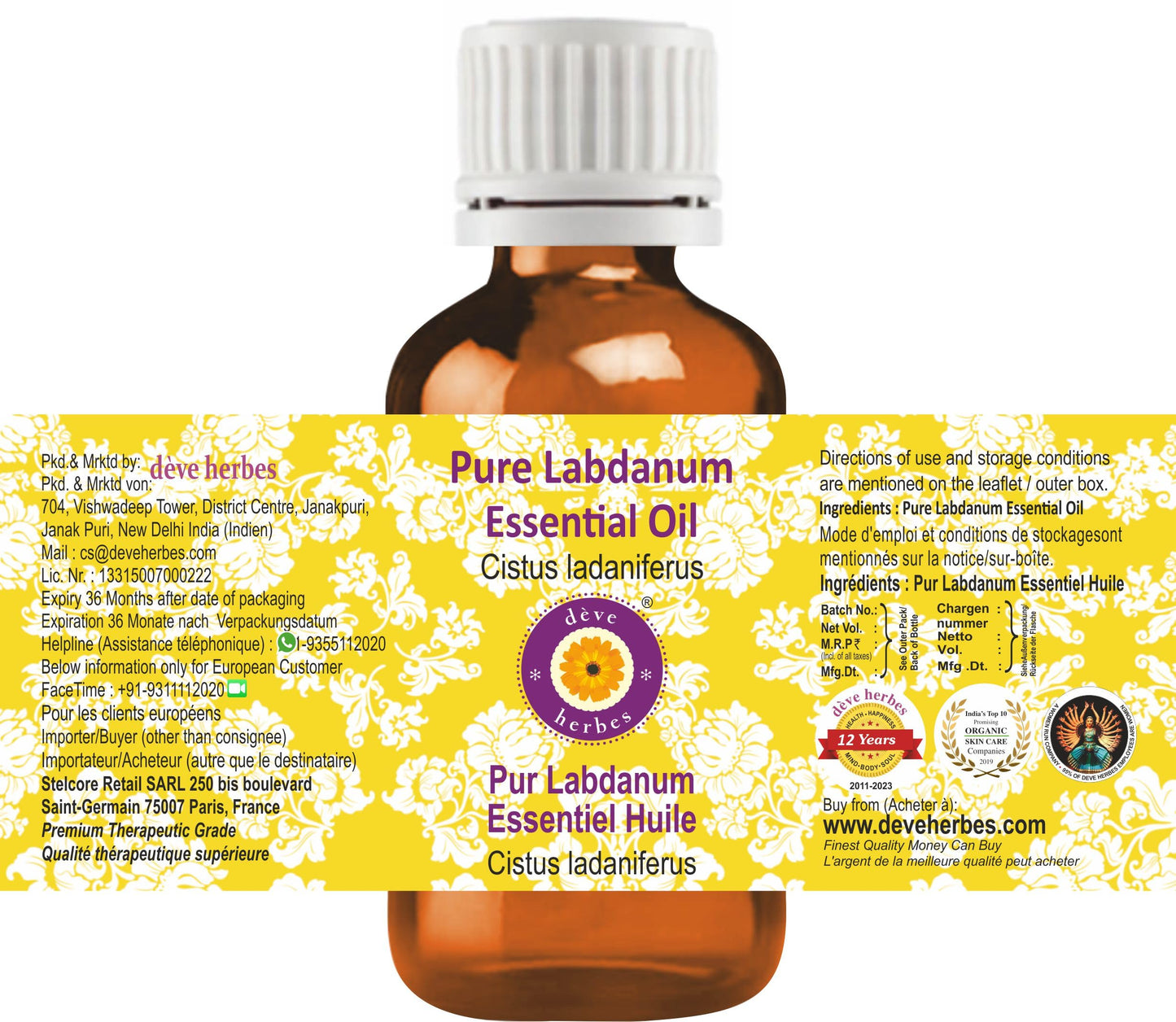 deve herbes Labdanum Essential Oil (Cistus ladaniferus) – Steam Distilled 10ml