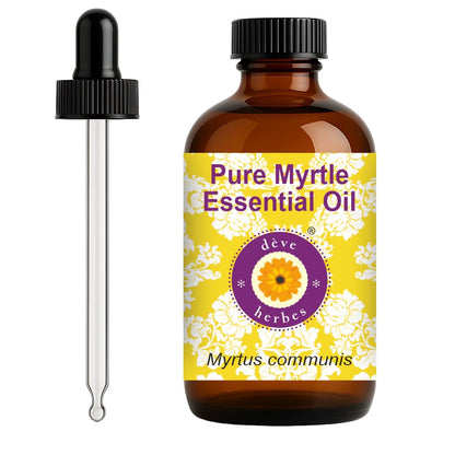 Myrtle Essential Oil (Myrtus communis) – Pure, Non-Sticky, Non-Greasy, Lightweight – 120ml (4 oz) with Glass Dropper | Deve Herbes