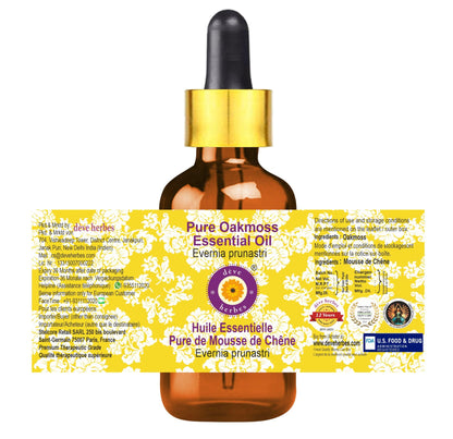 Deve Herbes Oakmoss Essential Oil 5ml | Steam Distilled, Glass Dropper (Evernia prunastri)