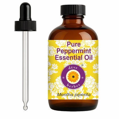 dève herbes Peppermint Essential Oil (Mentha piperita) with Glass Dropper | Pure | Non-Sticky | Non-Greasy | Lightweight | Men & Women | All Skin Types | Steam Distilled 120ml (4 oz)