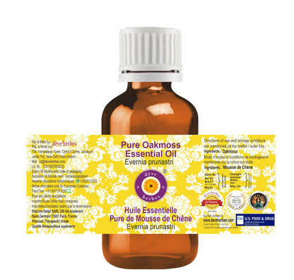Deve Herbes Pure Oakmoss Essential Oil - Steam-Distilled Evernia prunastri, 10ml