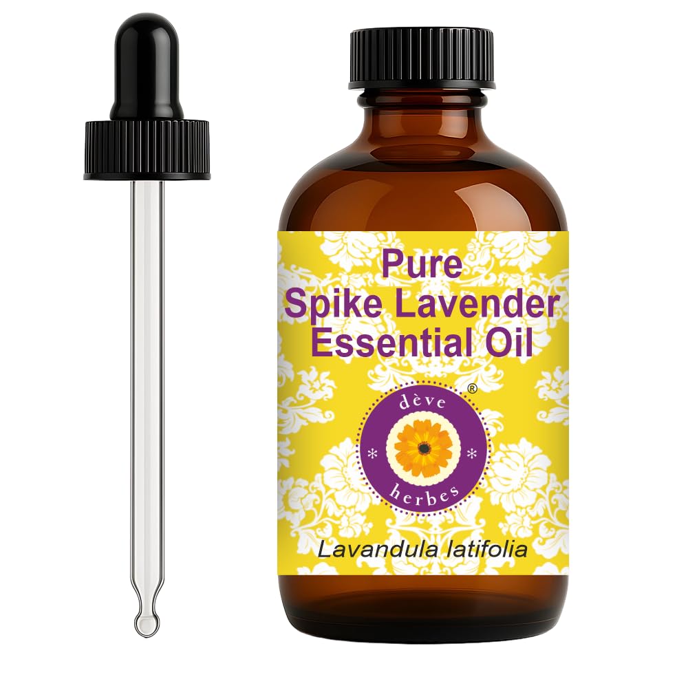 dève herbes Spike Lavender Essential Oil (Lavandula latifolia) 120ml | Glass Dropper | Pure