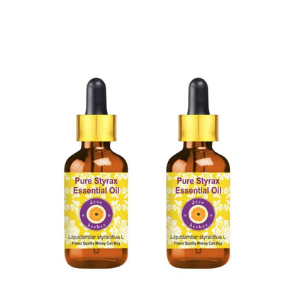 Deve Herbes Styrax Essential Oil (5ml x 2) – Steam Distilled, Amber Glass, Non-Sticky
