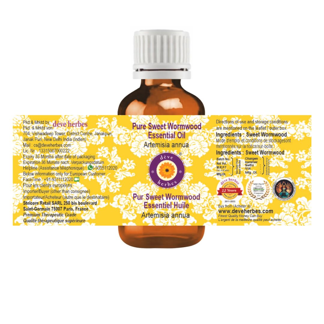 dève herbes Sweet Wormwood Essential Oil (Artemisia annua) – Pure, Steam Distilled 30ml (1 oz) for All Skin Types