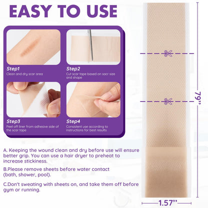 DFK Silicone Scar Sheets & Tape – Reusable Soft Hospital-Grade Silicone (1.6x79 in Roll)