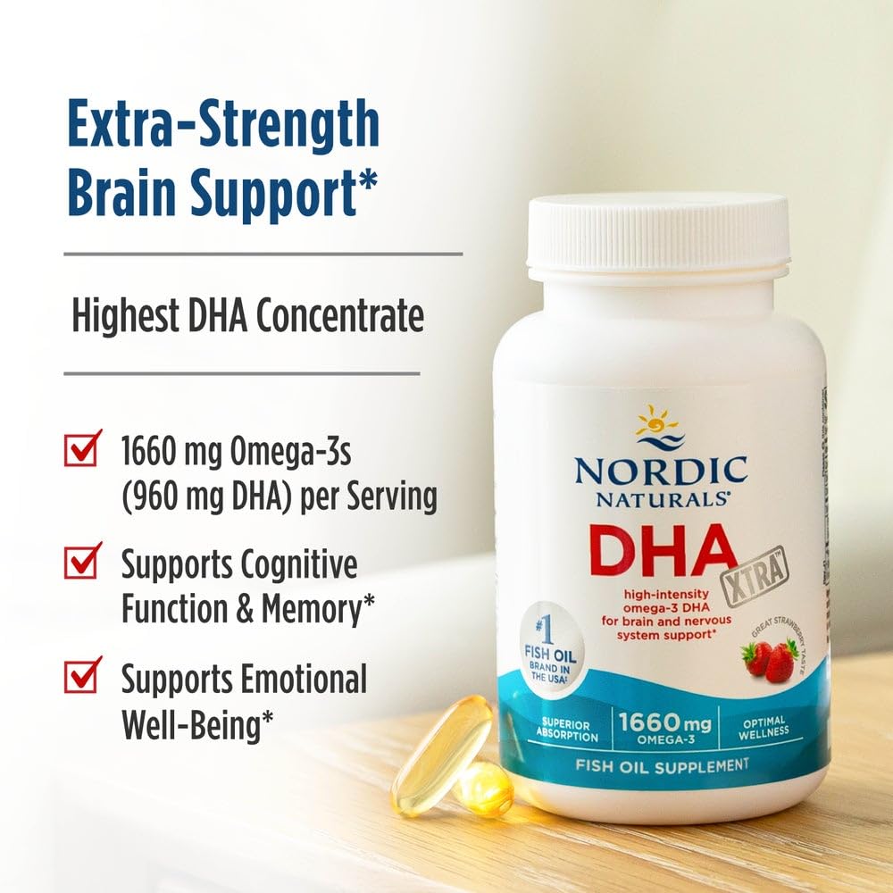Nordic Naturals DHA Xtra Strawberry - 60 Soft Gels | 1660 mg Omega-3