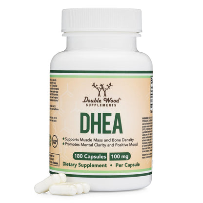 DHEA 100mg - 180 Capsules | Max Strength 6 Month Supply | Third-Party Tested | Hormone Balance & Healthy Aging | Double Wood