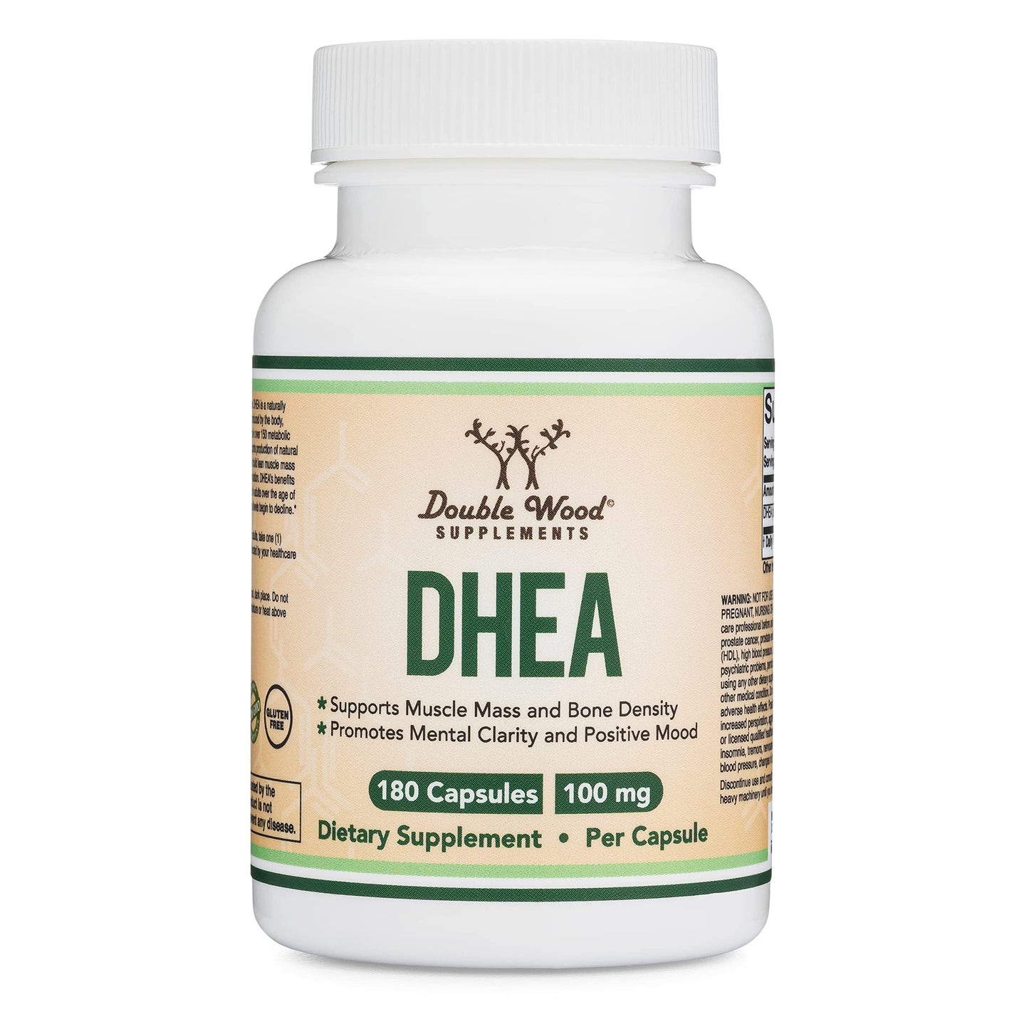 DHEA 100mg - 180 Capsules | Max Strength 6 Month Supply | Third-Party Tested | Hormone Balance & Healthy Aging | Double Wood