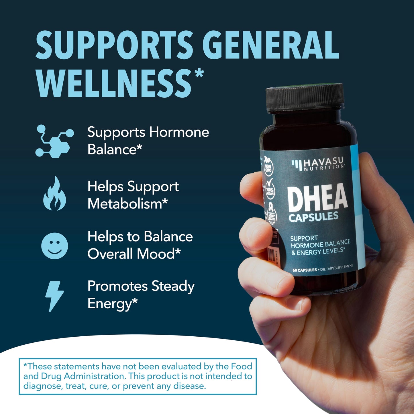 DHEA 50mg Supplement for Hormone Balance - Supports Energy for Men and Women - Dehydroepiandrosterone Capsules for Mood, Aging & Daily Vitality - Non-GMO, Vegan - 60 Capsules, 2-Month Supply
