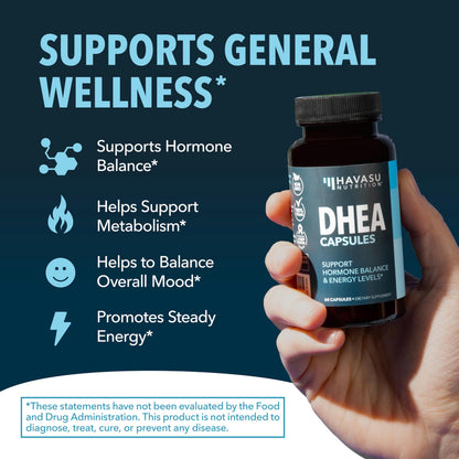 DHEA 50mg Supplement for Hormone Balance - Supports Energy for Men and Women - Dehydroepiandrosterone Capsules for Mood, Aging & Daily Vitality - Non-GMO, Vegan - 60 Capsules, 2-Month Supply