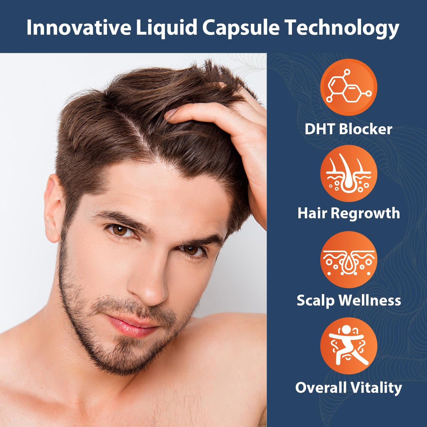 DHT Blocker for Men with Saw Palmetto & Biotin – Hair Growth Liquid-Capsules (90 Capsules)