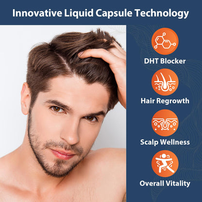 DHT Blocker for Men with Saw Palmetto & Biotin – Hair Growth Liquid-Capsules (90 Capsules)
