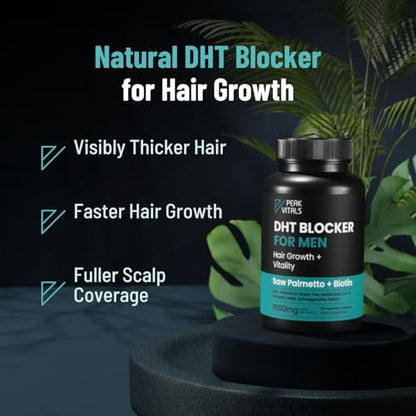 DHT Blocker for Men – Potent Hair Growth Formula | Saw Palmetto, Biotin, Pumpkin Seed | USA Made | 90 Capsules