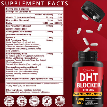 DHT Blocker for Men | Extra Strength Saw Palmetto & Biotin Hair Growth