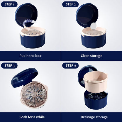 DIDATOOL Denture Cup & Bath Kit – Portable Rinse Basket & Case with Lid
