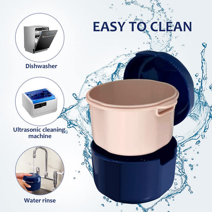 DIDATOOL Denture Cup & Bath Kit – Portable Rinse Basket & Case with Lid