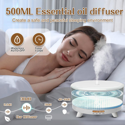 500ml Essential Oil Diffuser for Large Rooms | 7 Colors, 3 Mist Modes, Auto Off