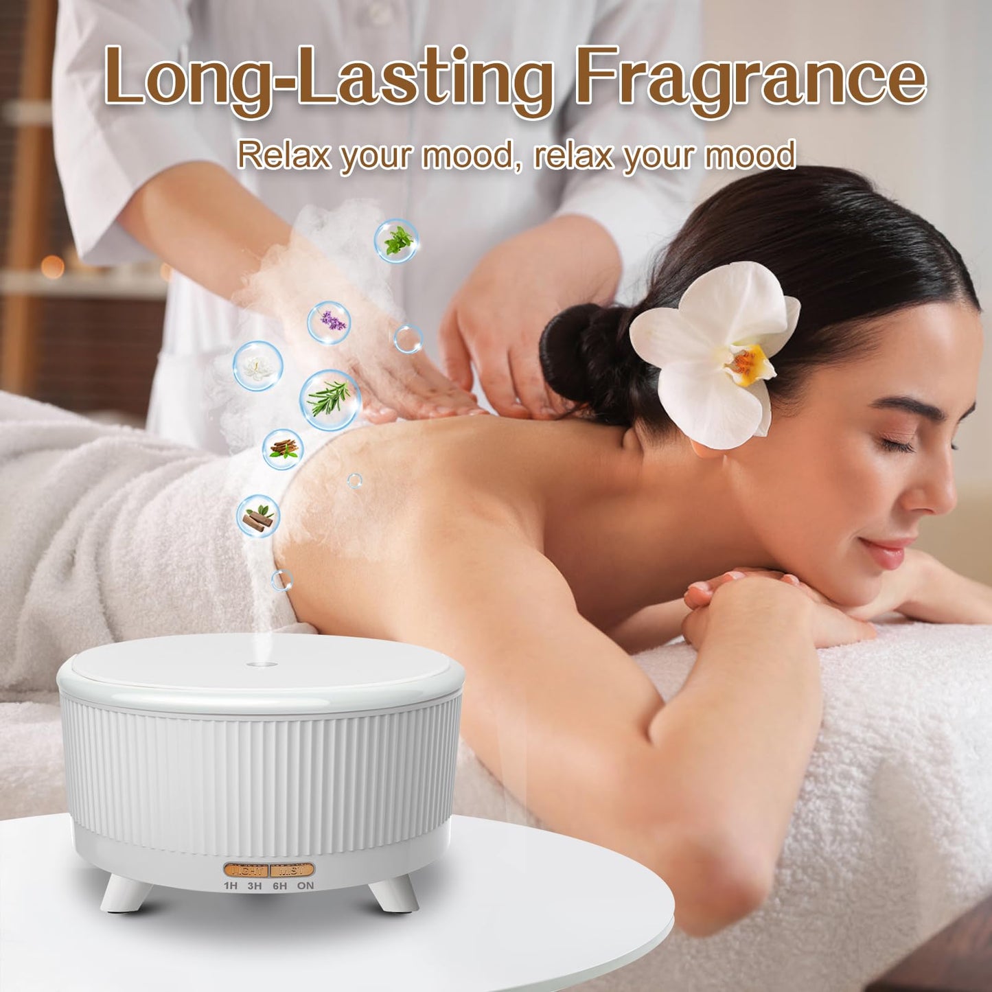 500ml Essential Oil Diffuser for Large Rooms | 7 Colors, 3 Mist Modes, Auto Off