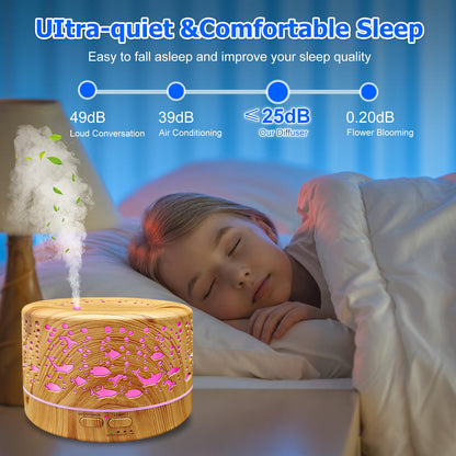 Large Room Essential Oil Diffuser 600ml with Remote Control 7 Colors 3 Mist Modes