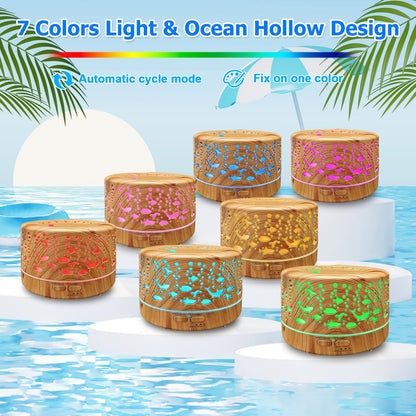 Large Room Essential Oil Diffuser 600ml with Remote Control 7 Colors 3 Mist Modes