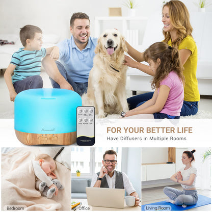 Aromatherapy Diffuser 500ML – Ultrasonic Humidifier with Auto-Off & Cool Mist