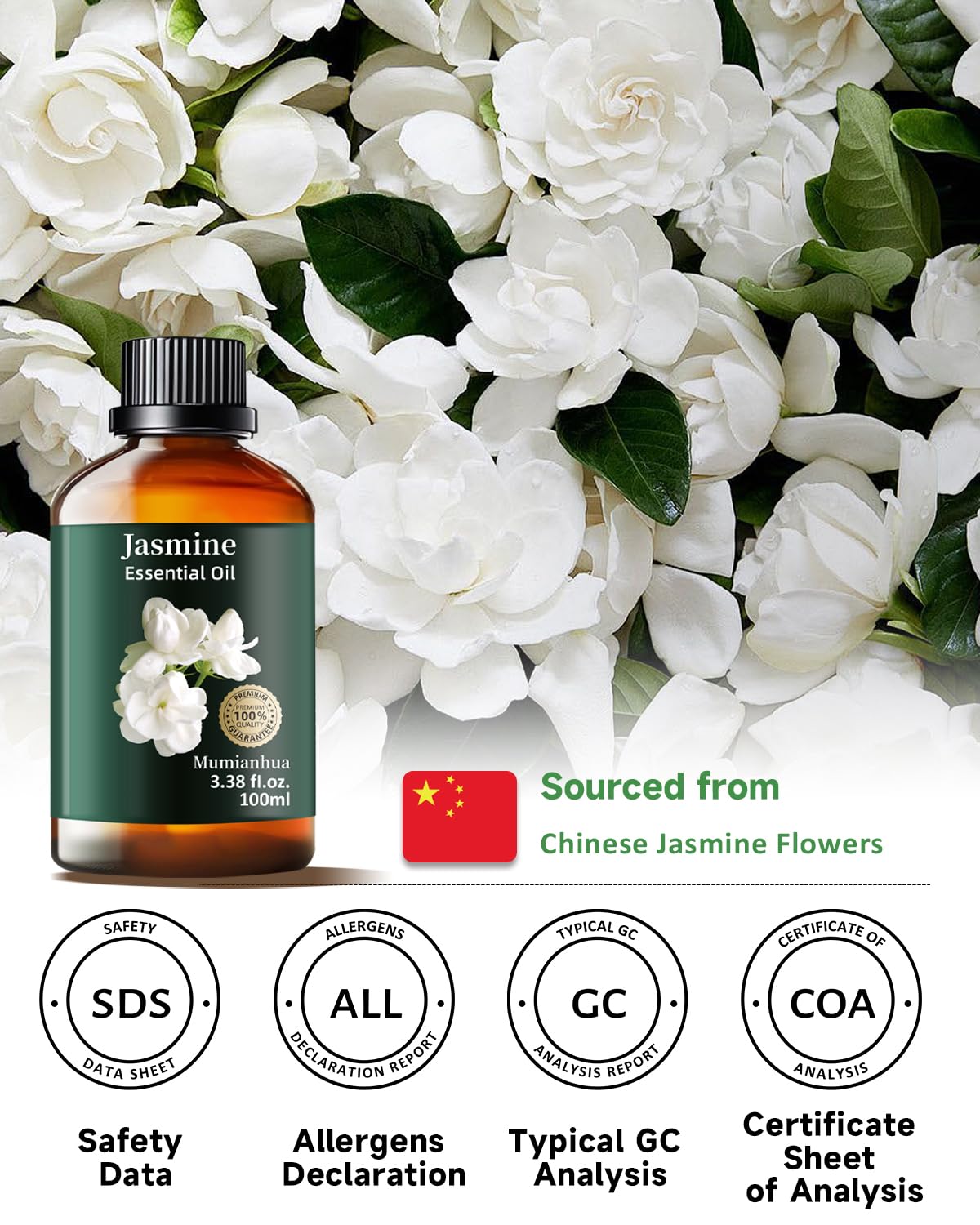 Pure Jasmine Essential Oil for Bedtime – Diffuser & Pillow Mist | Mumianhua 3.38 Fl Oz