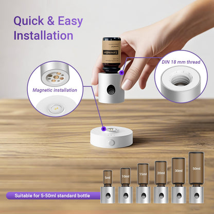 Mini Waterless Nebulizing Diffuser with Lavender Oil – Portable Silver