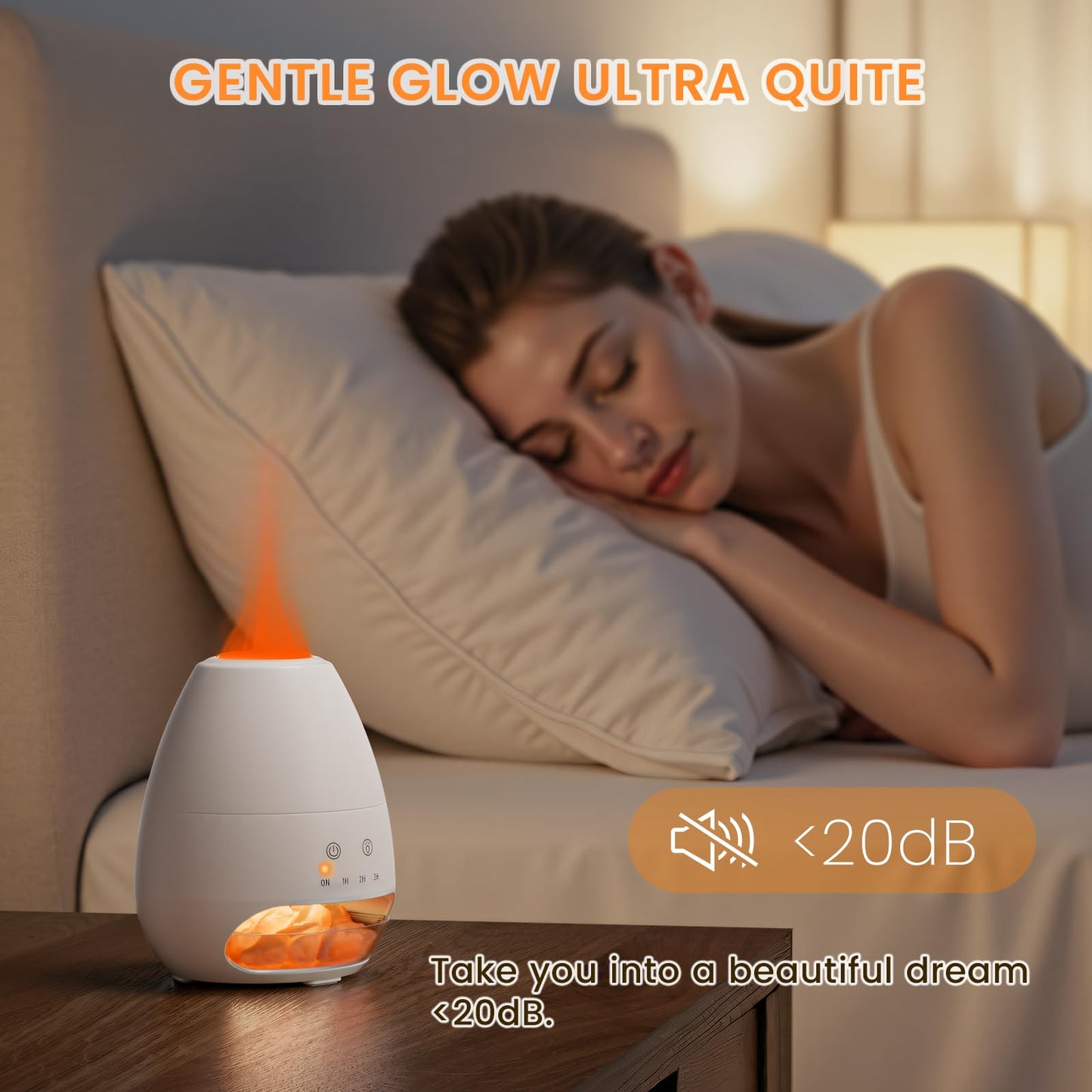 Ultrasonic Essential Oil Diffuser with Himalayan Salt Rock – Flame Effect, 100ML, Auto Off