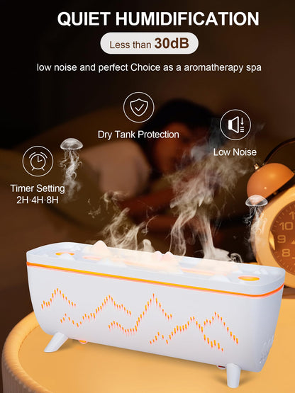 280ML Volcano Jellyfish Diffuser with Timer – Low Noise 3-Hole Flame Mist, Leak-Proof