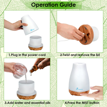 300ML Diffuser with Remote Control – Aromatherapy Diffuser with 7 Color LED Lights for Bedroom, Office, Yoga